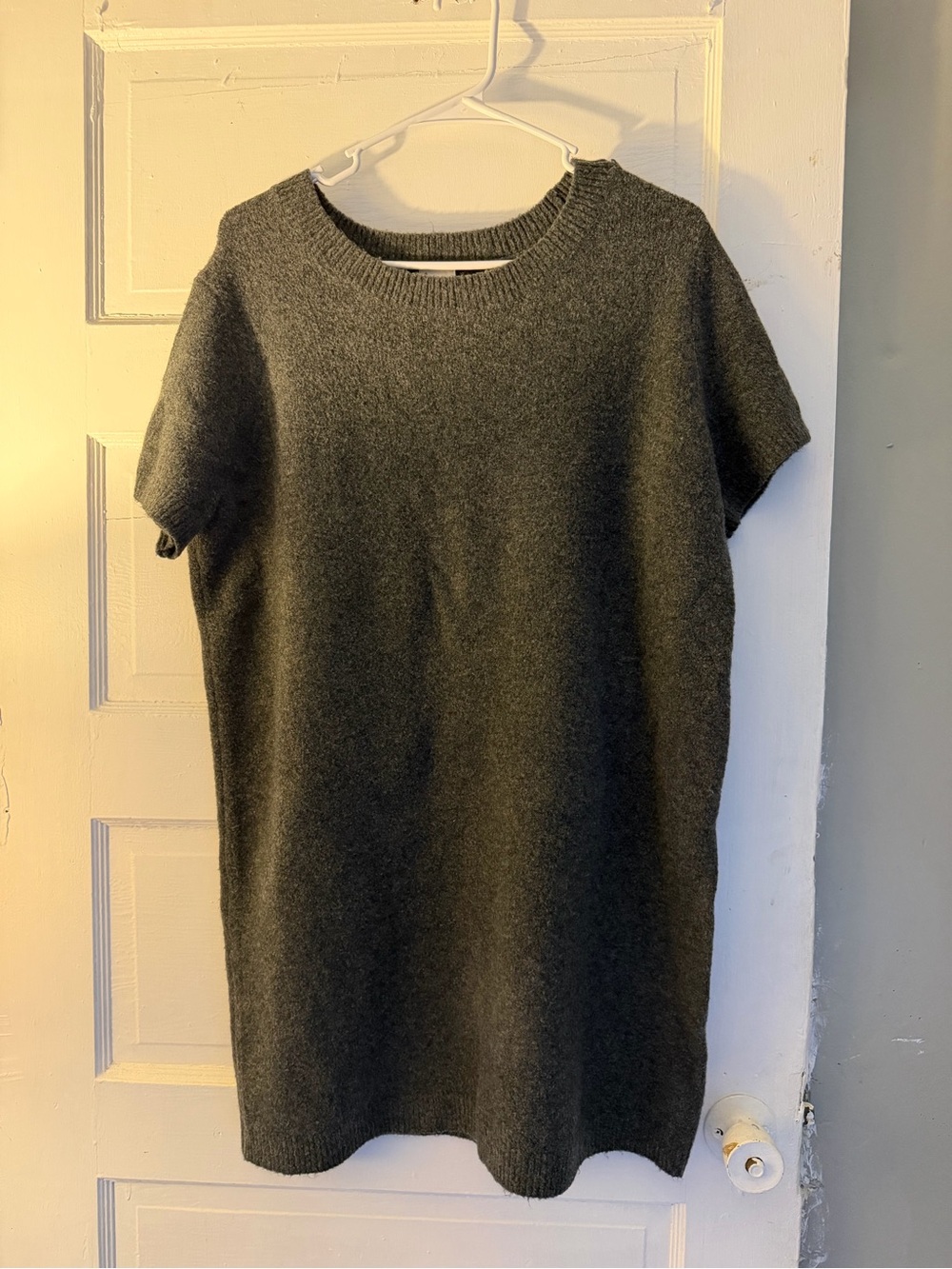 A New Day Charcoal Short-Sleeve Knit Sweater Dress - Women Large